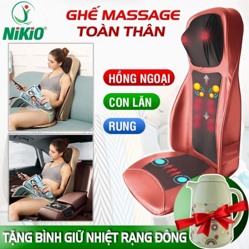 Ghế đệm massage lưng cổ vai gáy hồng ngoại Nikio NK-180 - Dùng được trên ô tô